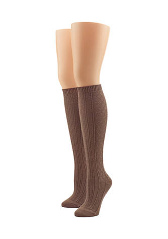 Hue Super Soft Cable Knee Sock Brown/One Size