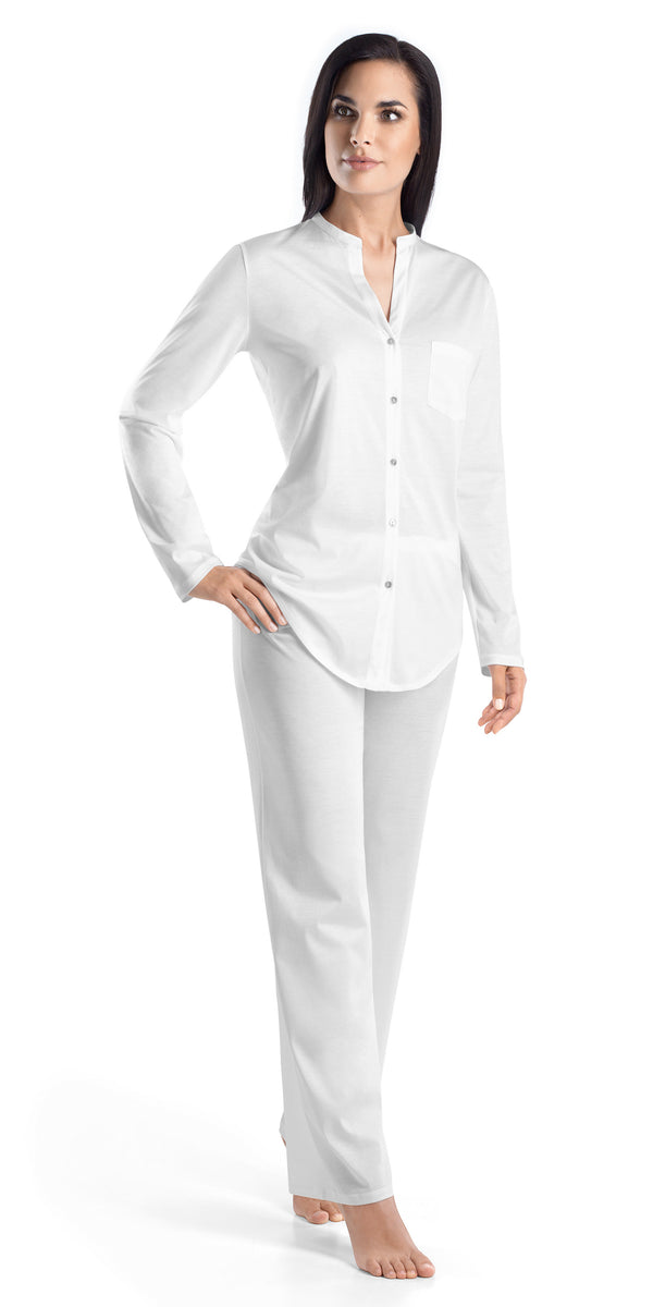 【HANRO】Vivia cotton and cotton-jersey pajama set パジャマ Hanro Vivia Embroidered Cottonbatiste And Jersey Pajama Set