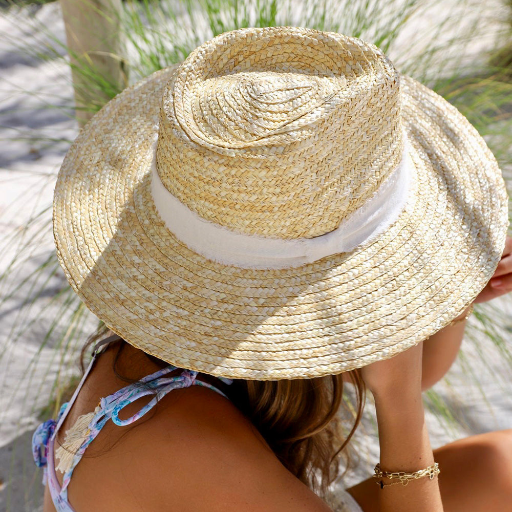 Nikki Beach rancher hat with linen trim