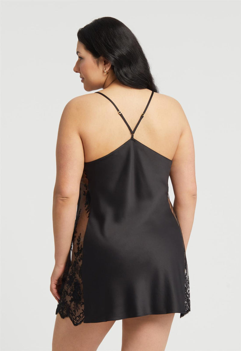Plus-size chemise with delicate lace panels along the sides