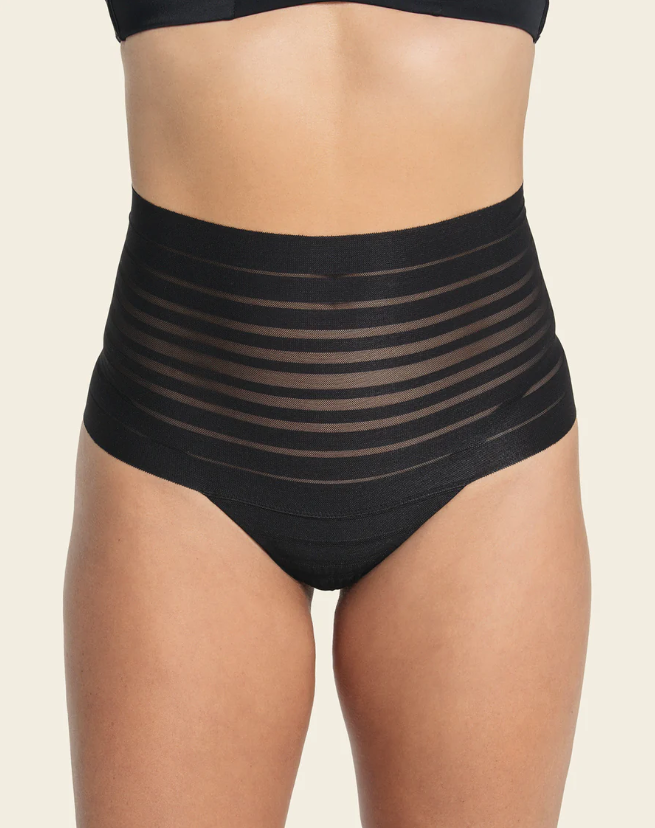 Leonisa Lace Stripe Undetectable Hi Waist Cheeky Panty