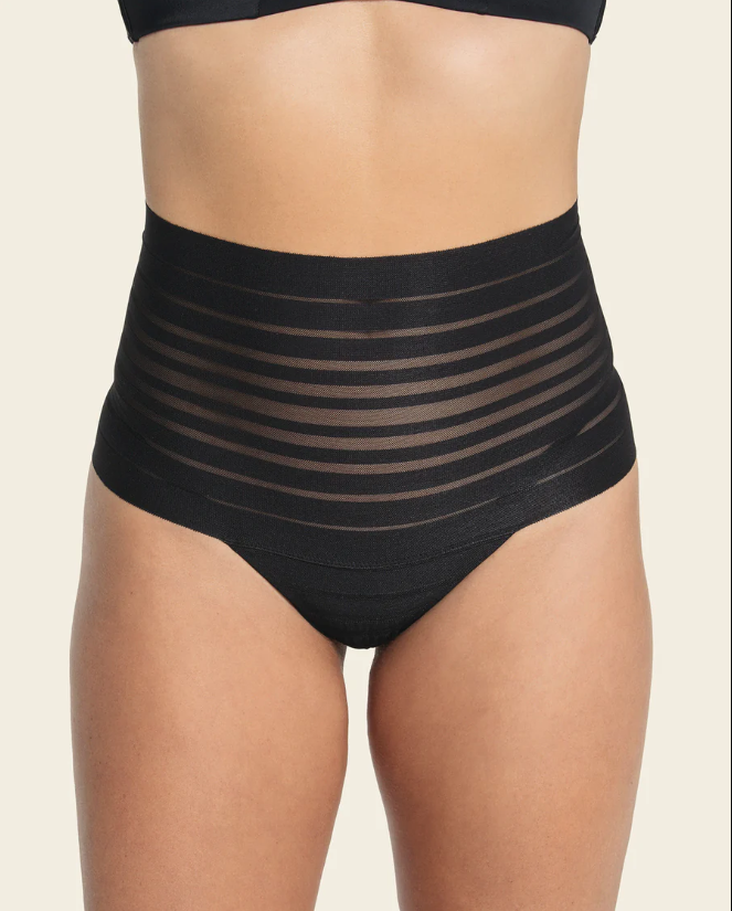 Leonisa Lace Stripe Undetectable Hi Waist Cheeky Panty
