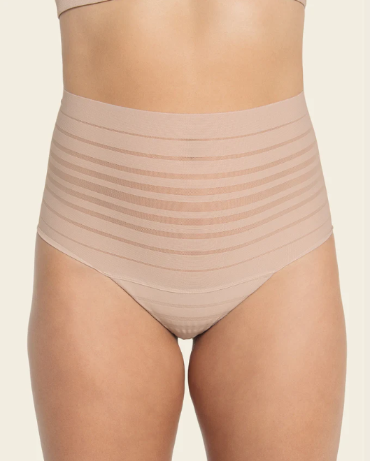 Leonisa Lace Stripe Undetectable Hi Waist Cheeky Panty