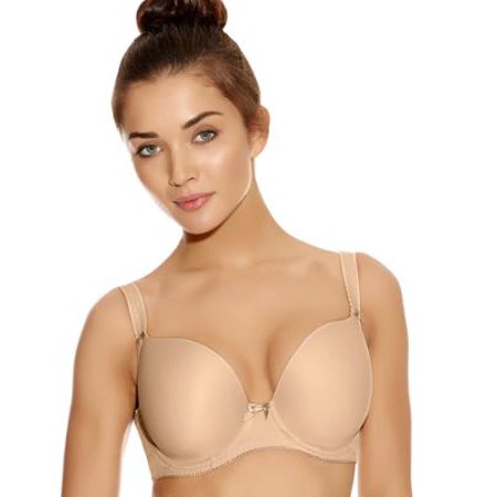 Freya Deco molded underwire plunge bra in nude