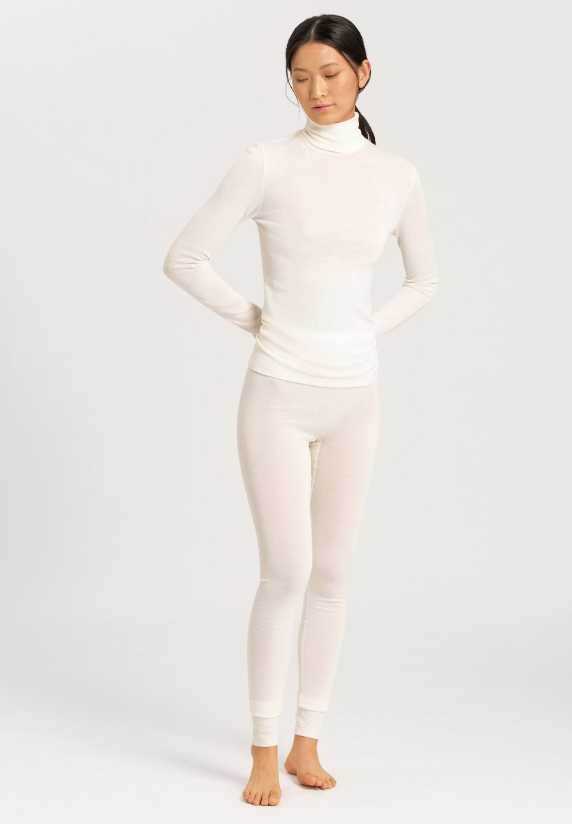 Hanro Woolen Silk Turtle Neck Shirt White