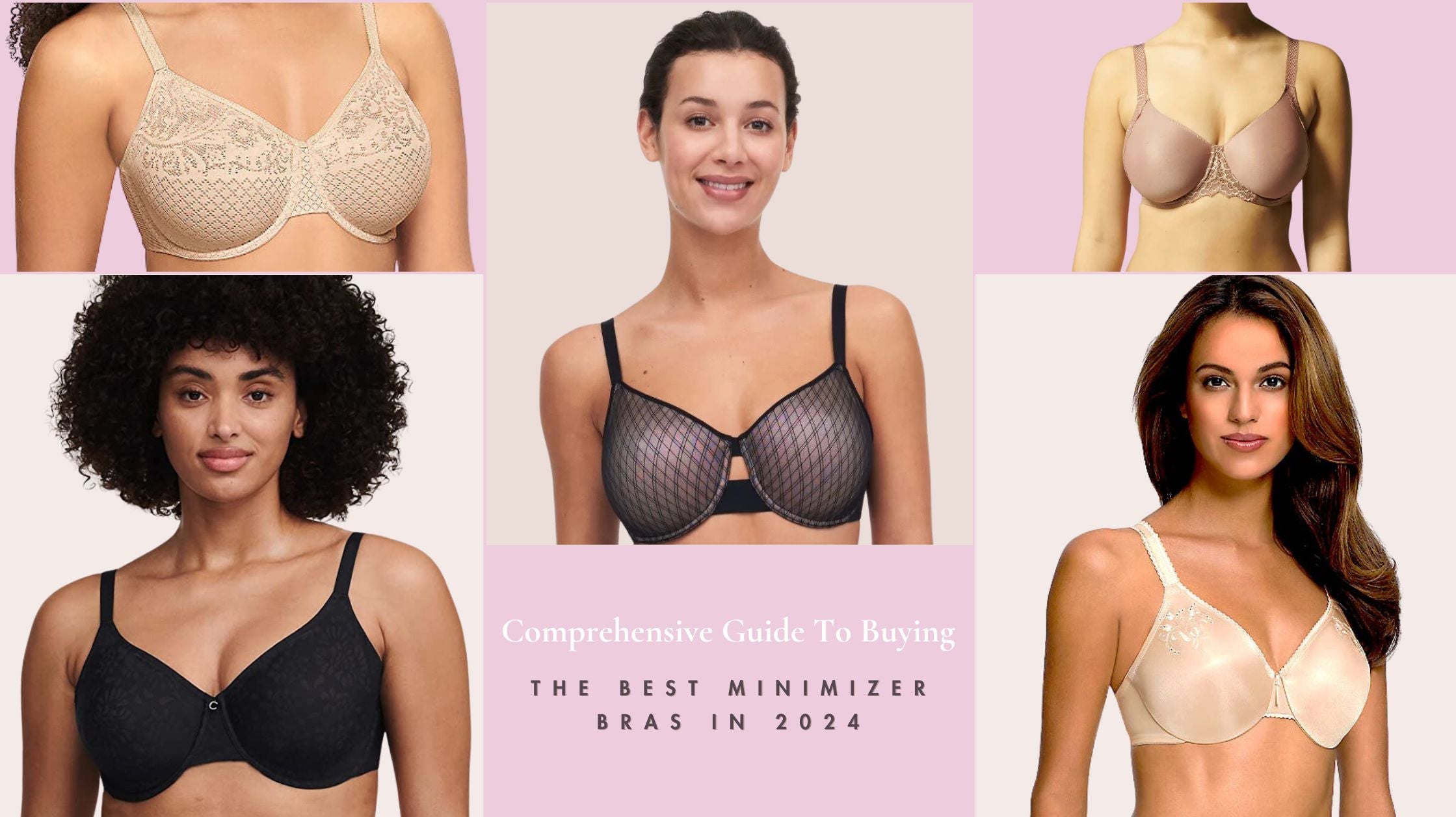 Models showcasing different styles of minimizer bras