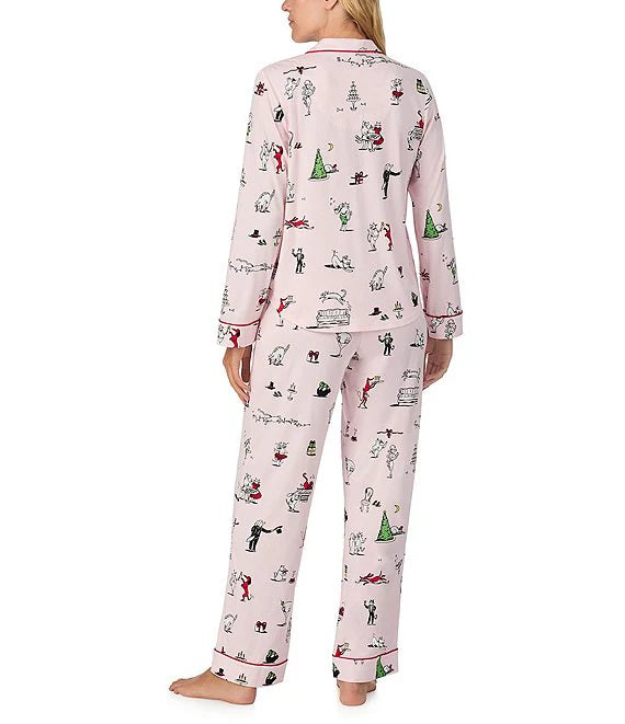 Kate Spade Recycled Brushed Jersey L/S Notch Long PJ Set