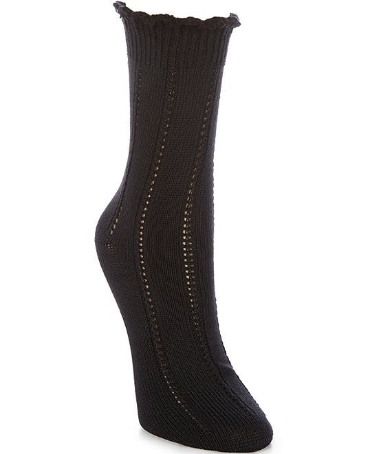 Hue Scalloped Tipped Boot Sock Black