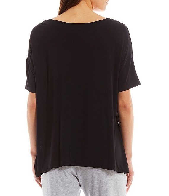 Donna Karan Sleep Drop Shoulder S/S Round Neck Plus Top