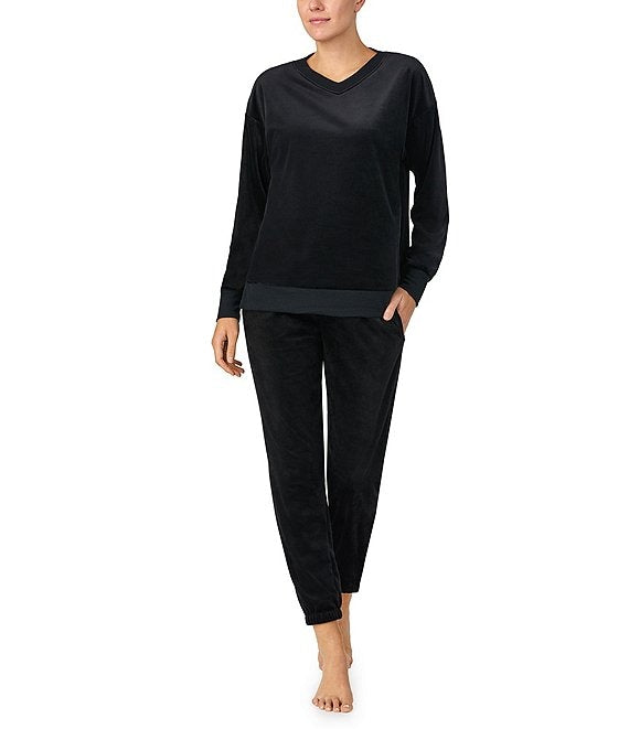 Donna Karan Sleep Solid Fleece Drawstring Tie Coordinating Lounge Jogger