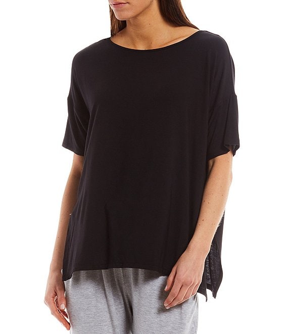 Donna Karan Sleep Drop Shoulder S/S Round Neck Plus Top