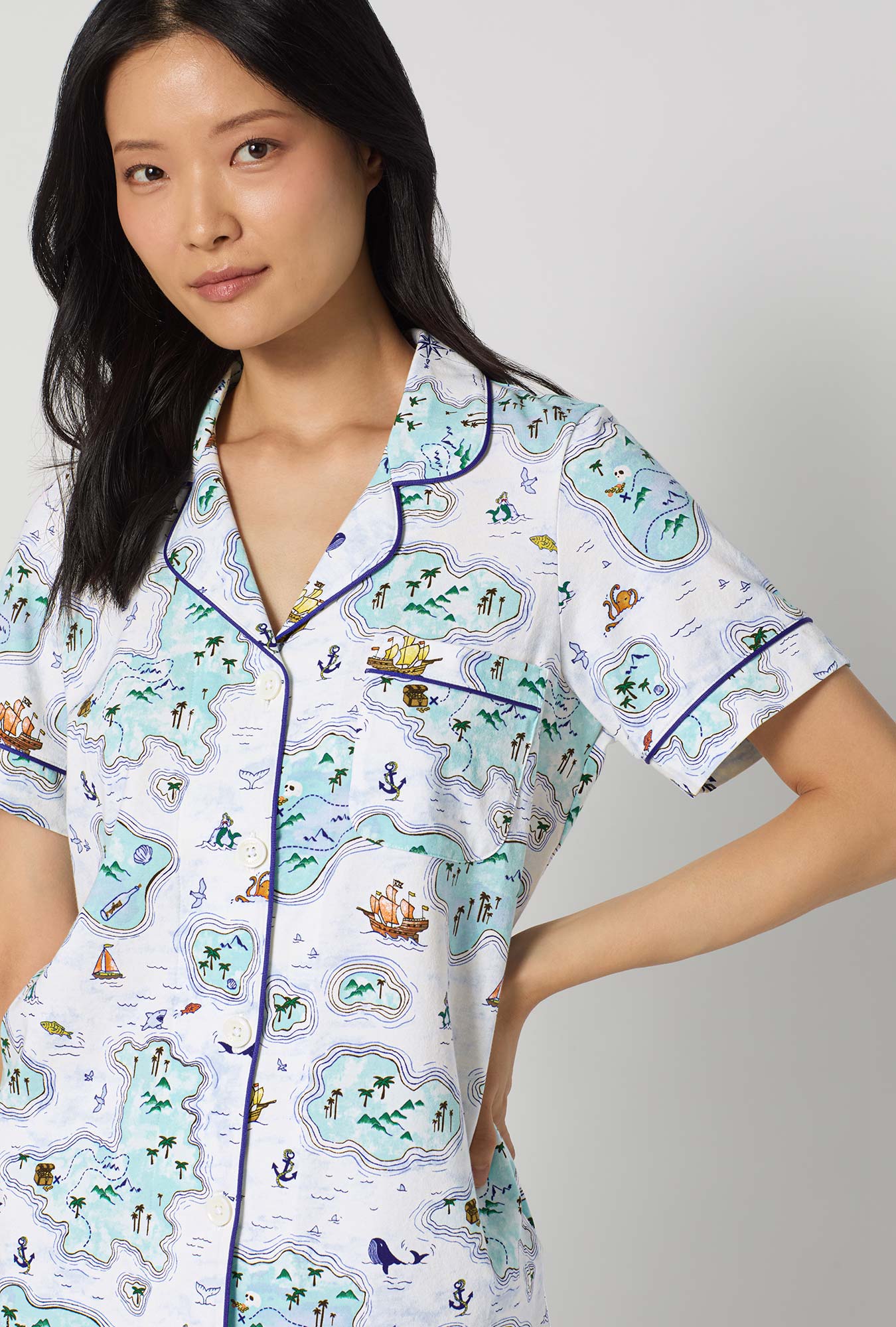 Bed Head Treasure Hunt/Watermelon S/S Classic Shorty Stretch Jersey PJ Set