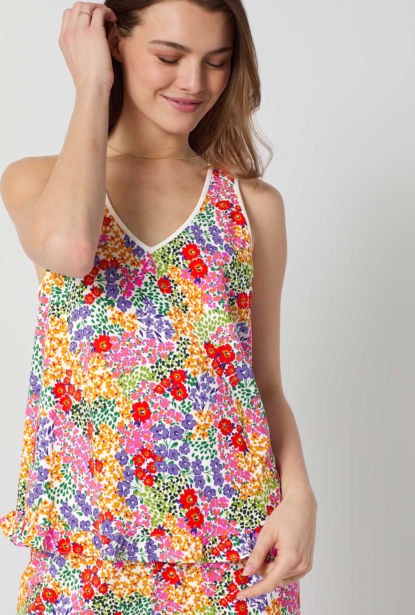 Bed Head Spring Fields Ruffle Tank Cropped PJ Set