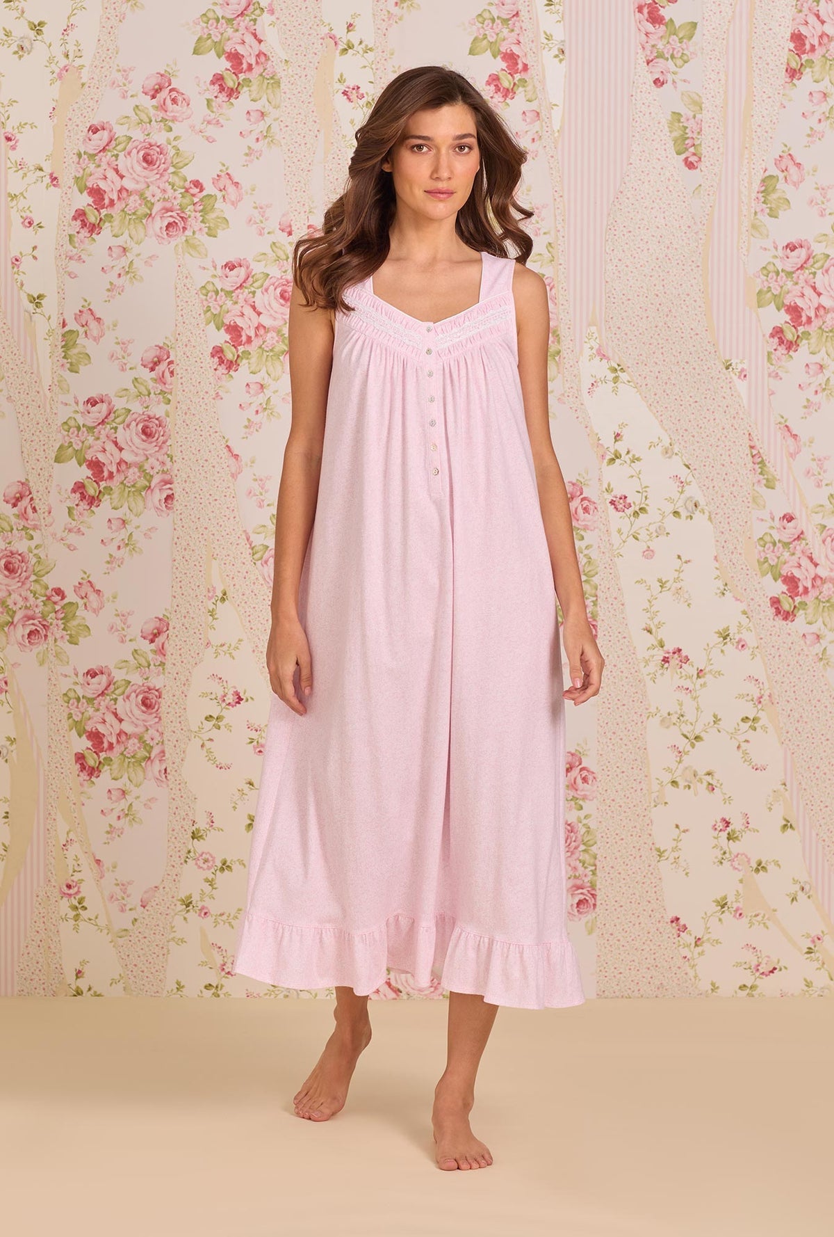 Eileen West 100% Cotton Jersey Knit 48" Long S/L Nightgown