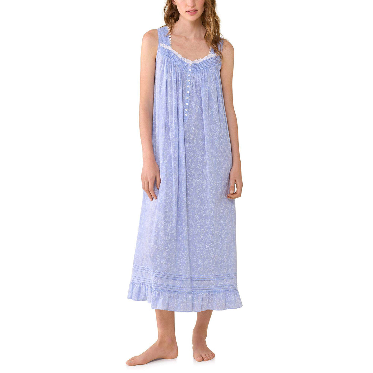 Eileen West Cotton Yarn Dyed Chambray"The Eileen" 50" Ballet S/L Nightgown