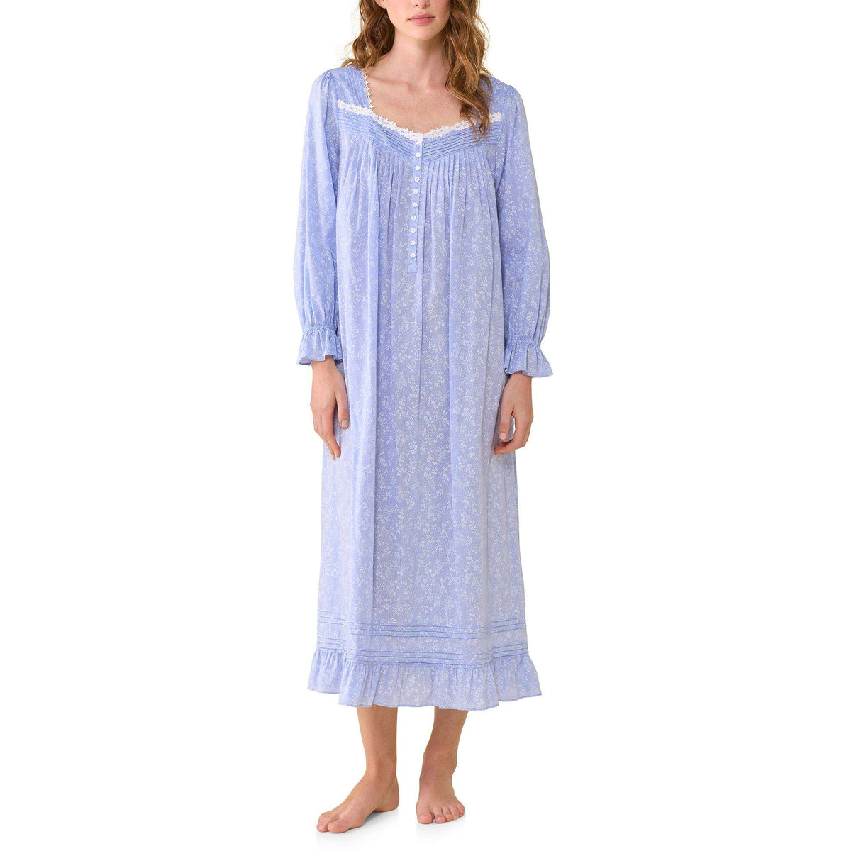 Eileen West Cotton Yarn Dyed Chambray 50" Ballet L/S Nightgown