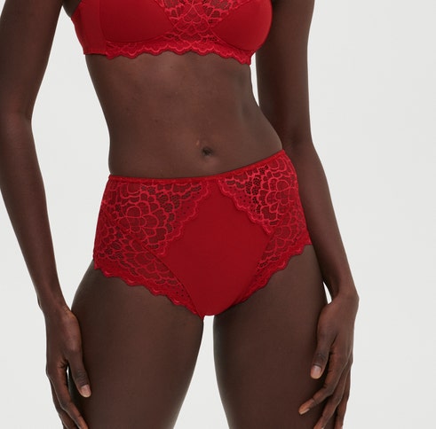 Red Black Simone Perele High Waist Brief