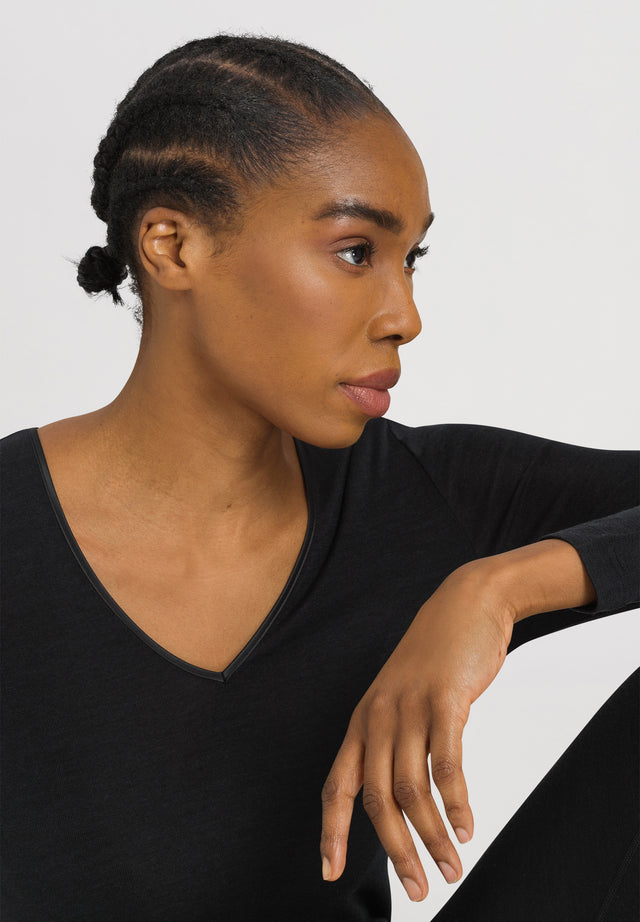 Hanro Woolen Silk Long Sleeve Shirt- V Neck