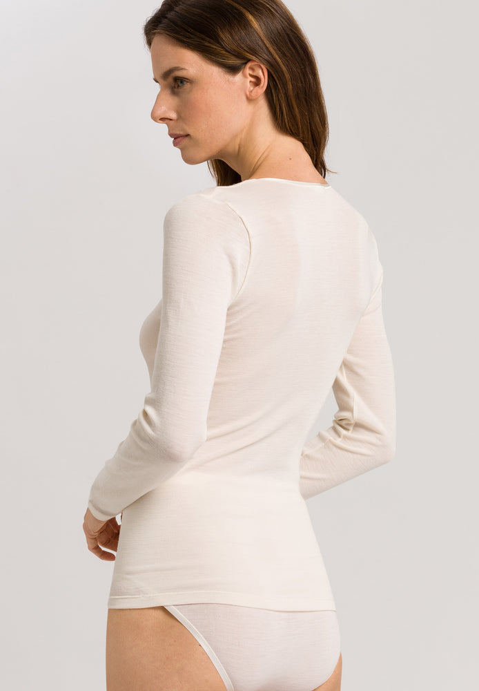 Hanro Woolen Silk Long Sleeve Shirt- V Neck