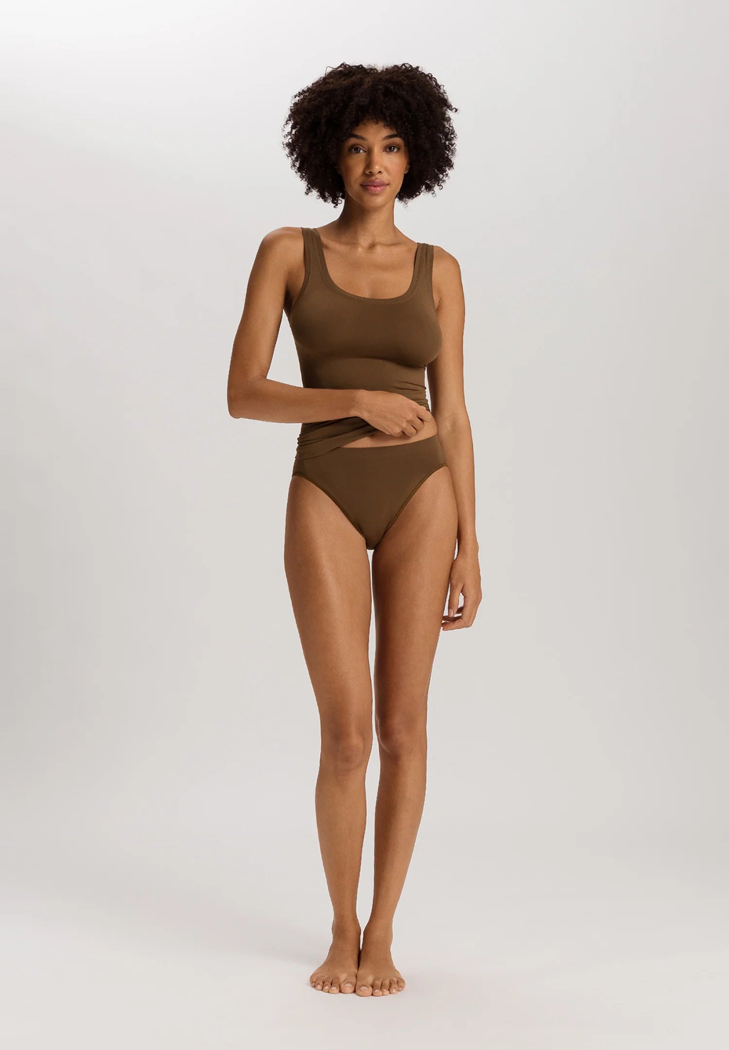 Hanro Touch Feeling Hi-Cut Brief Panty - Mochaccino