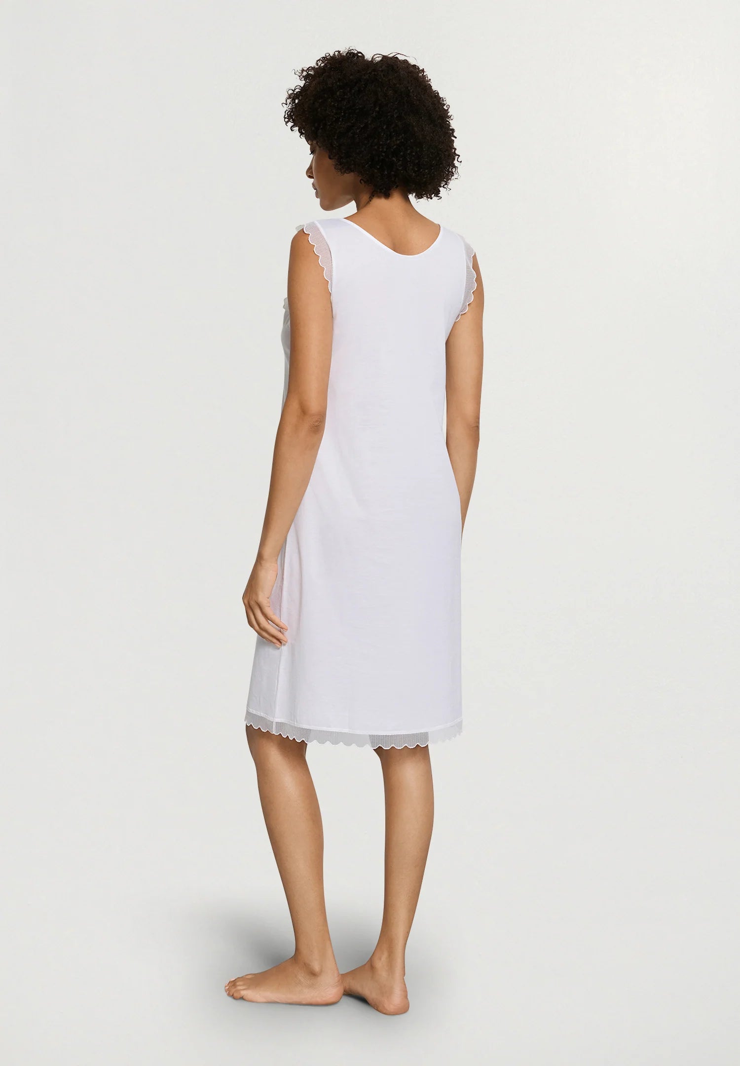 Hanro Inaya Scalloped Lace Cotton Tank Nightgown