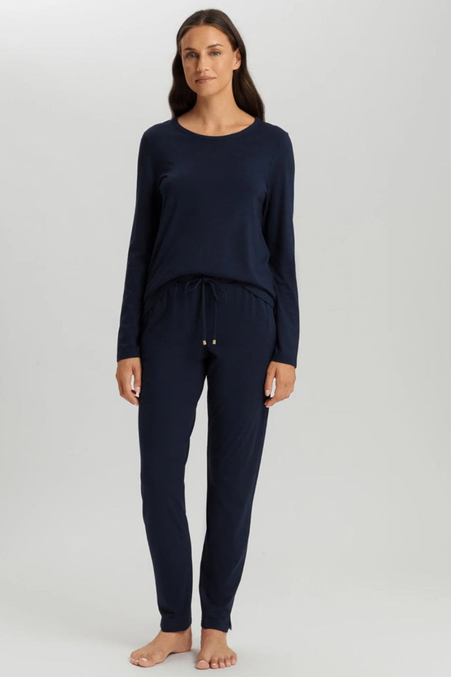 Hanro Cotton Blend Drawstring Pants- Deep Navy