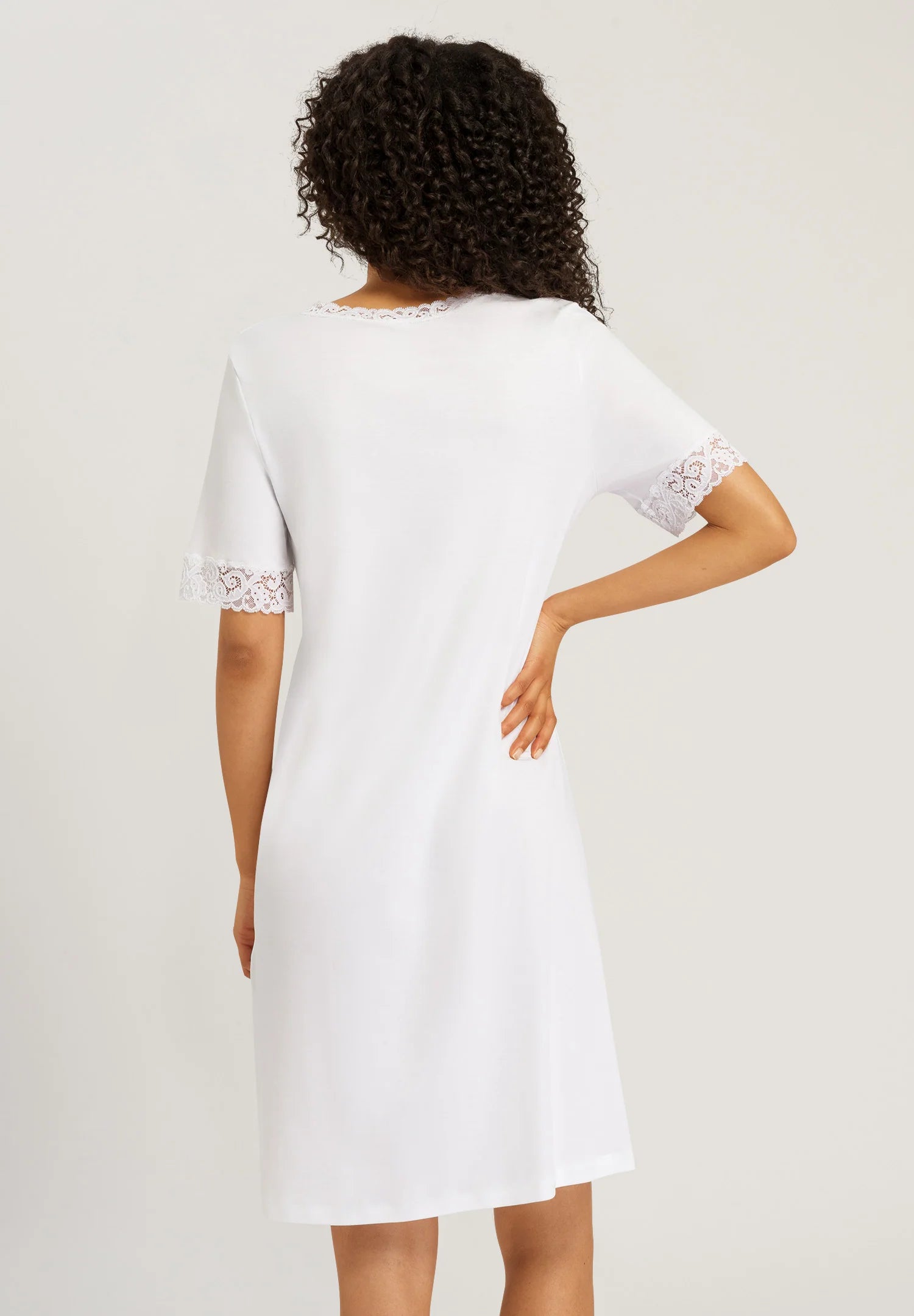 Hanro Moments Lace Trim Cotton Nightgown