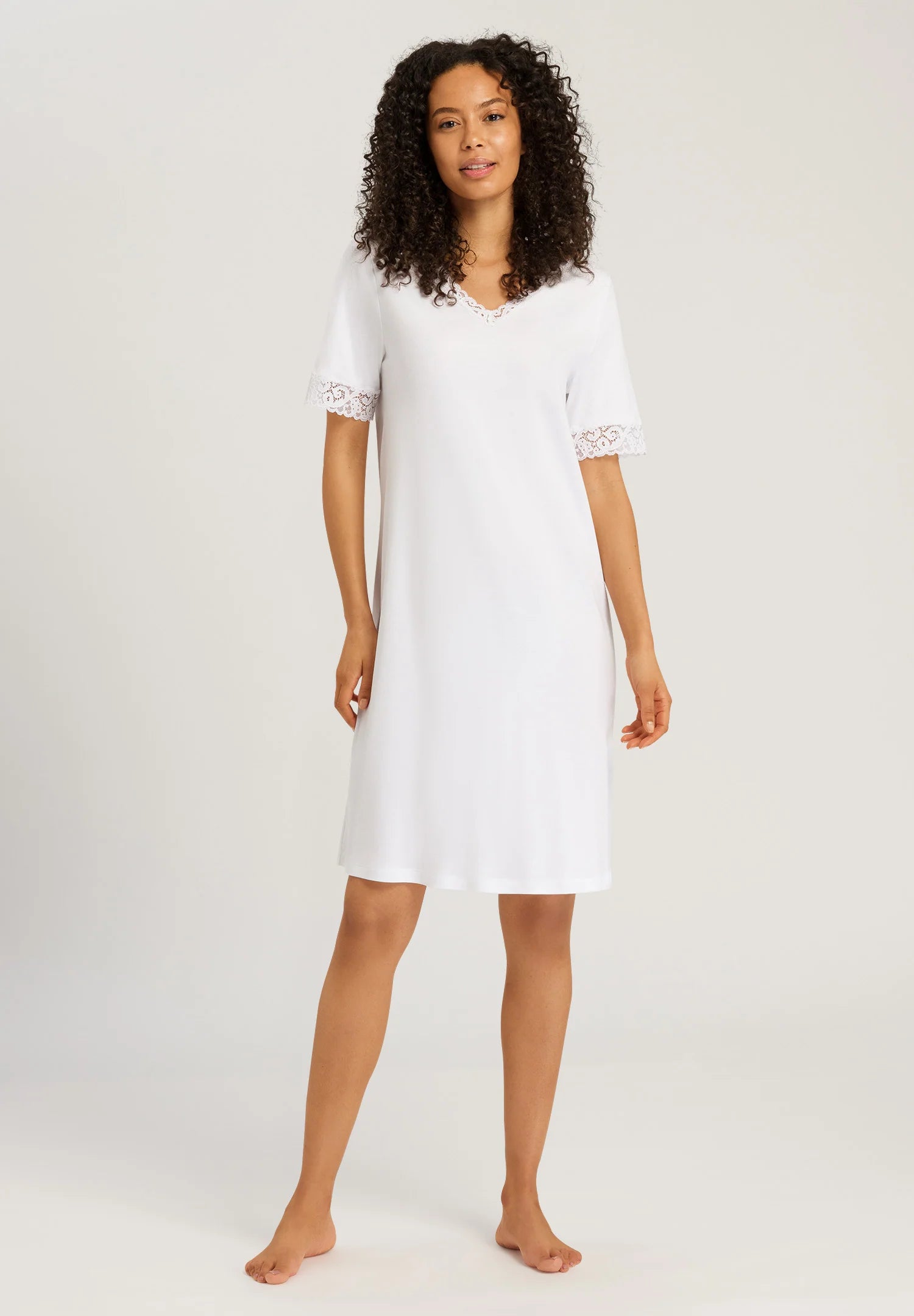 Hanro Moments Lace Trim Cotton Nightgown