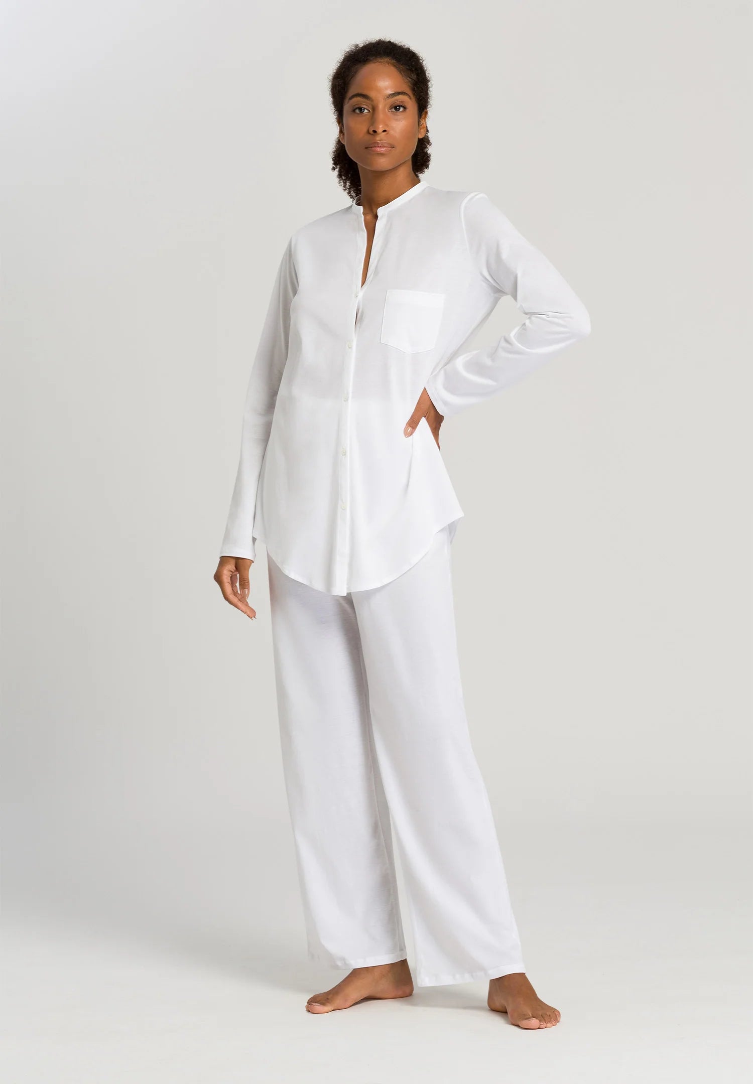 Hanro Cotton Deluxe Long Sleeve Button Front Pajama