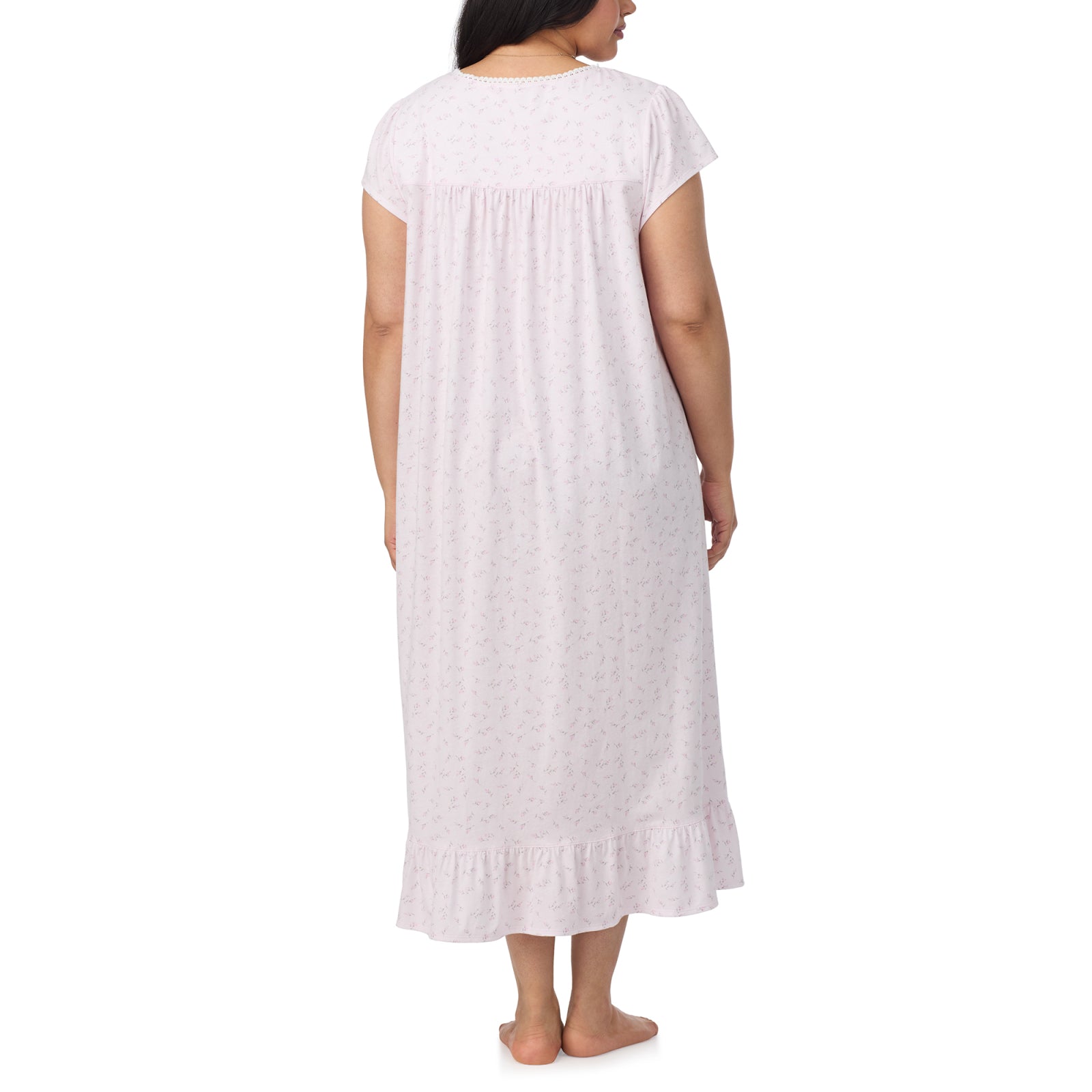 Eileen West Plus Size 100% Cotton Jersey Knit C/S Long Nightgown