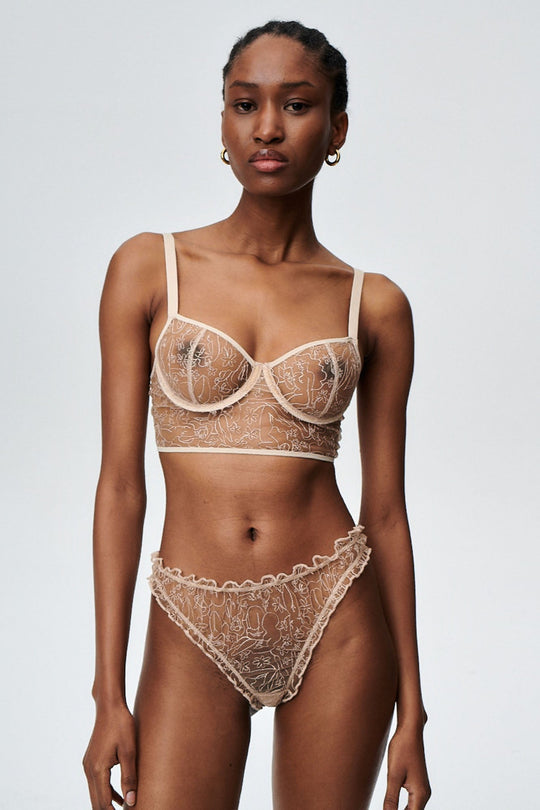 Elastic satin and lace Triangle Bra