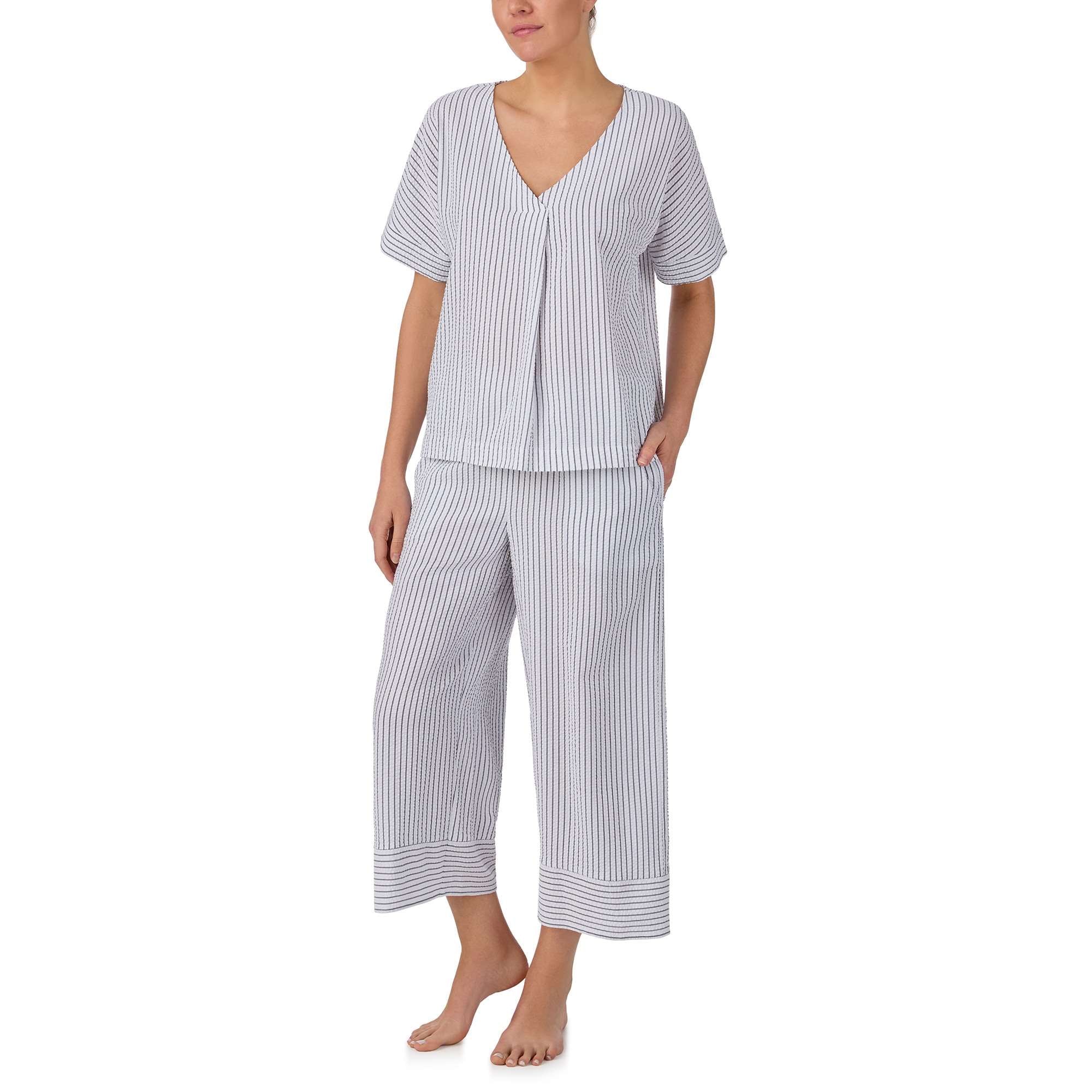 Donna Karan Sleep Striped Skies Dolman Top & Crop Pant PJ Set