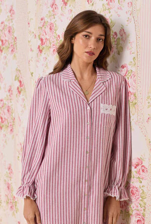 Eileen West Flannel Notch Collar Nightshirt