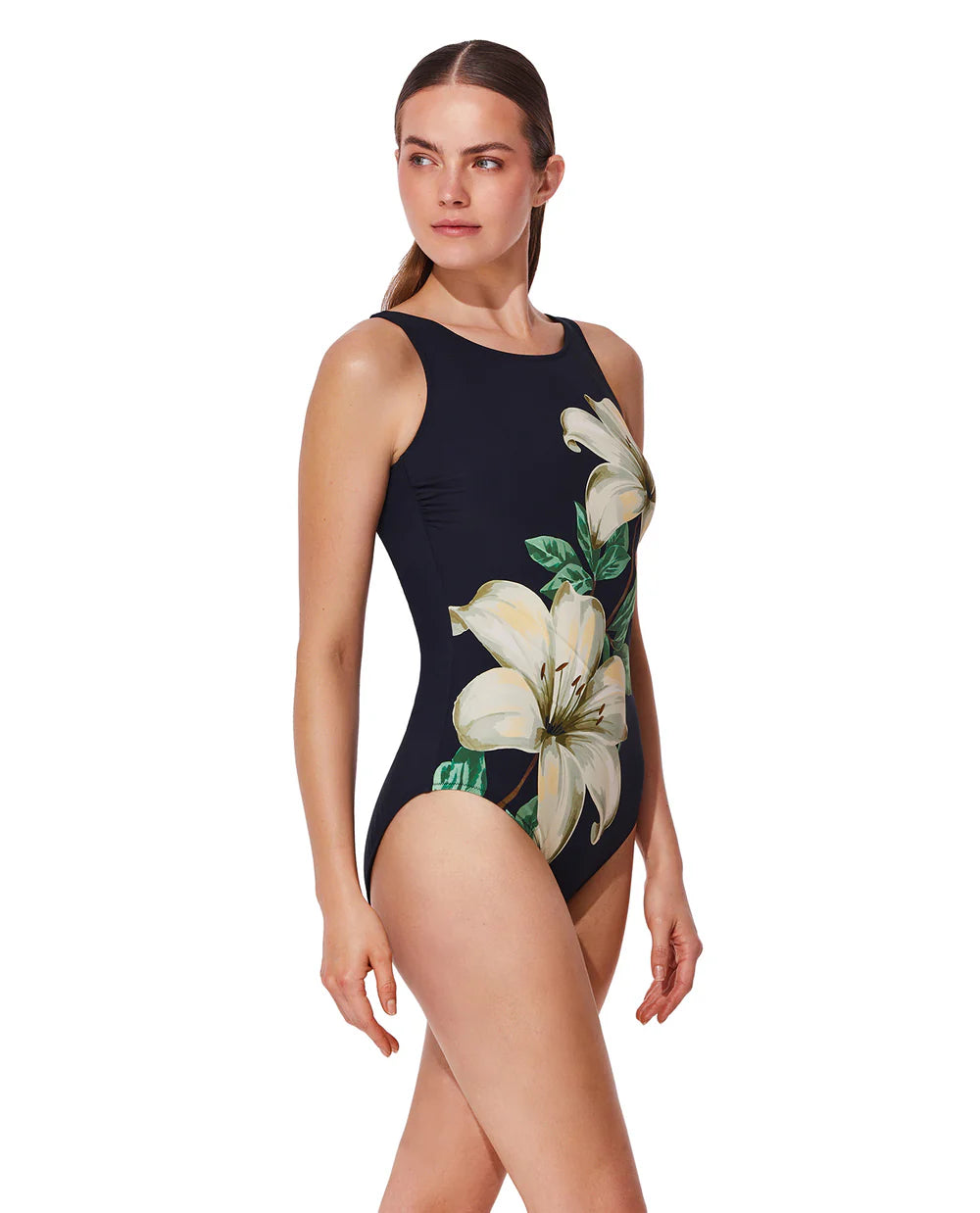 Yuri Flower Post Mastectomy High Neck One Piece