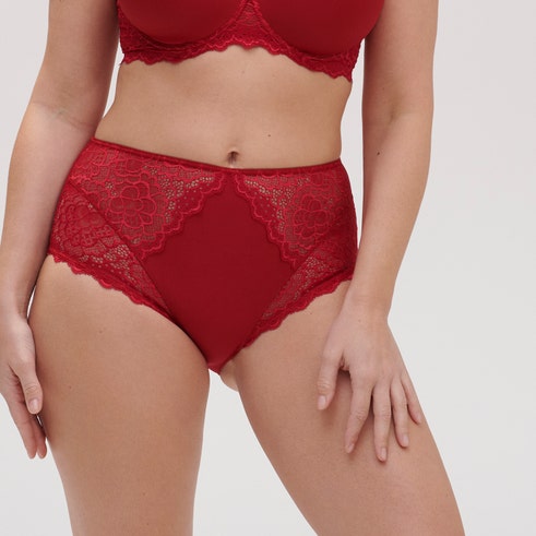 Red Black Simone Perele High Waist Brief