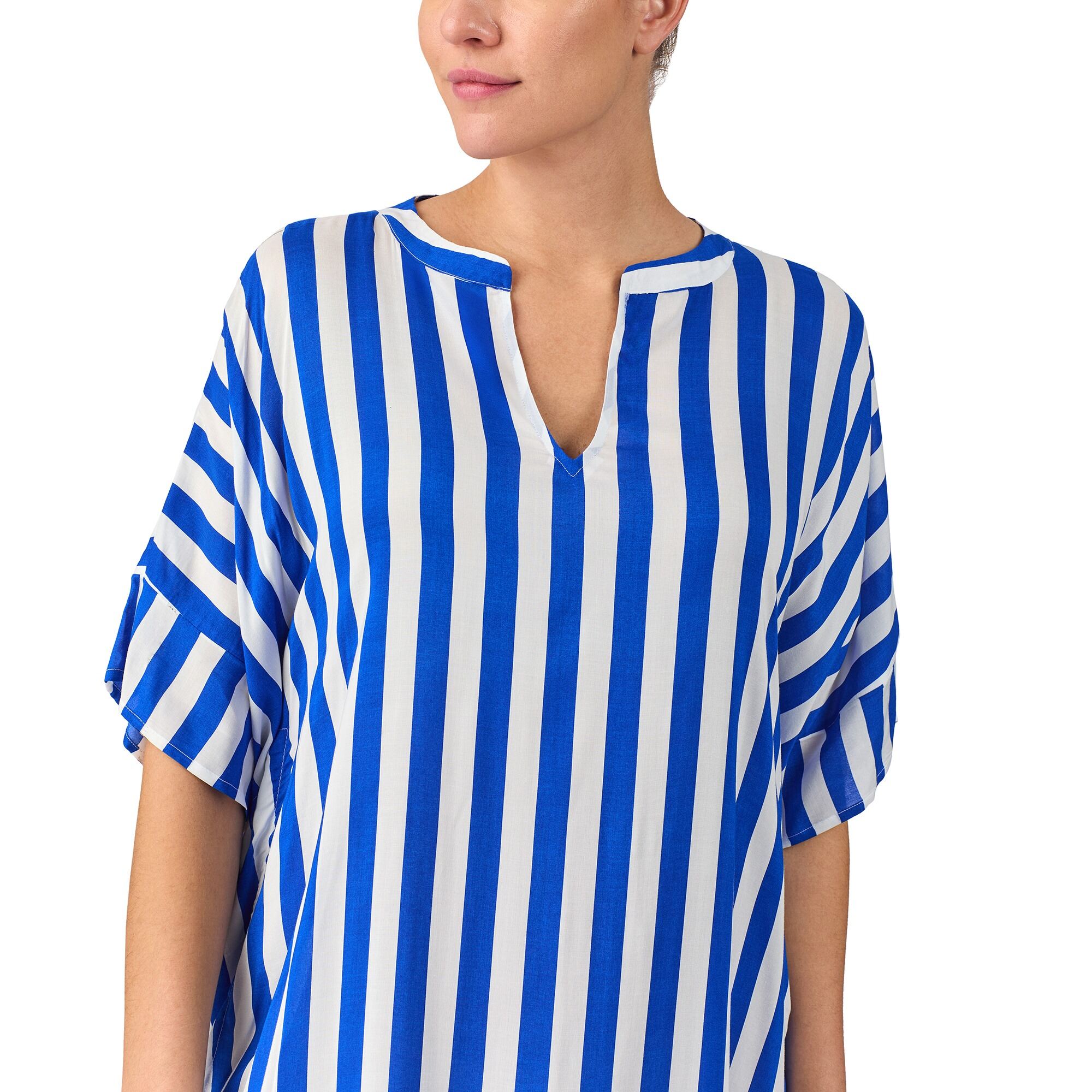 Short Sleeve Striped Cover Up Caftan