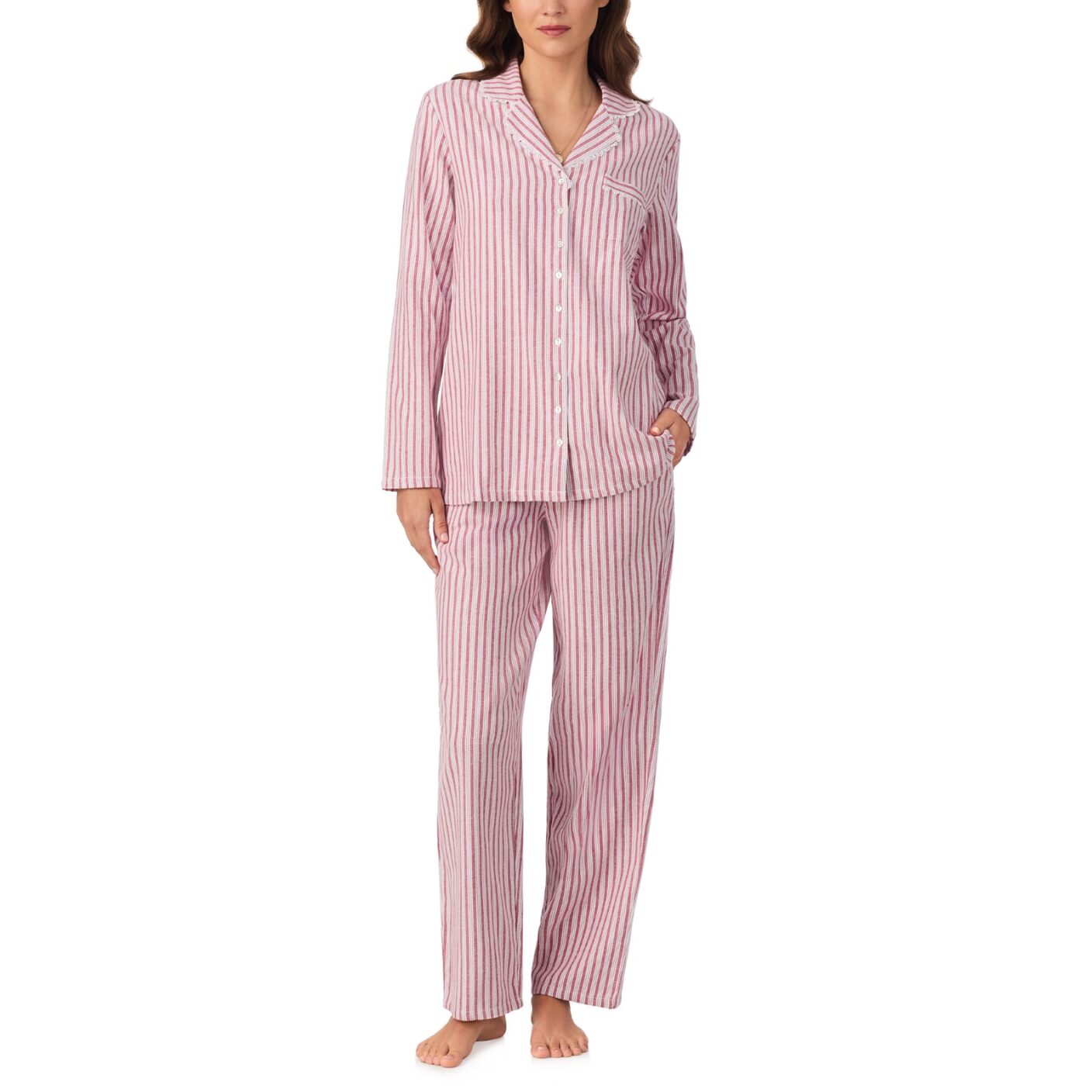 Eileen West Brushed Flannel Notch Collar PJ Set
