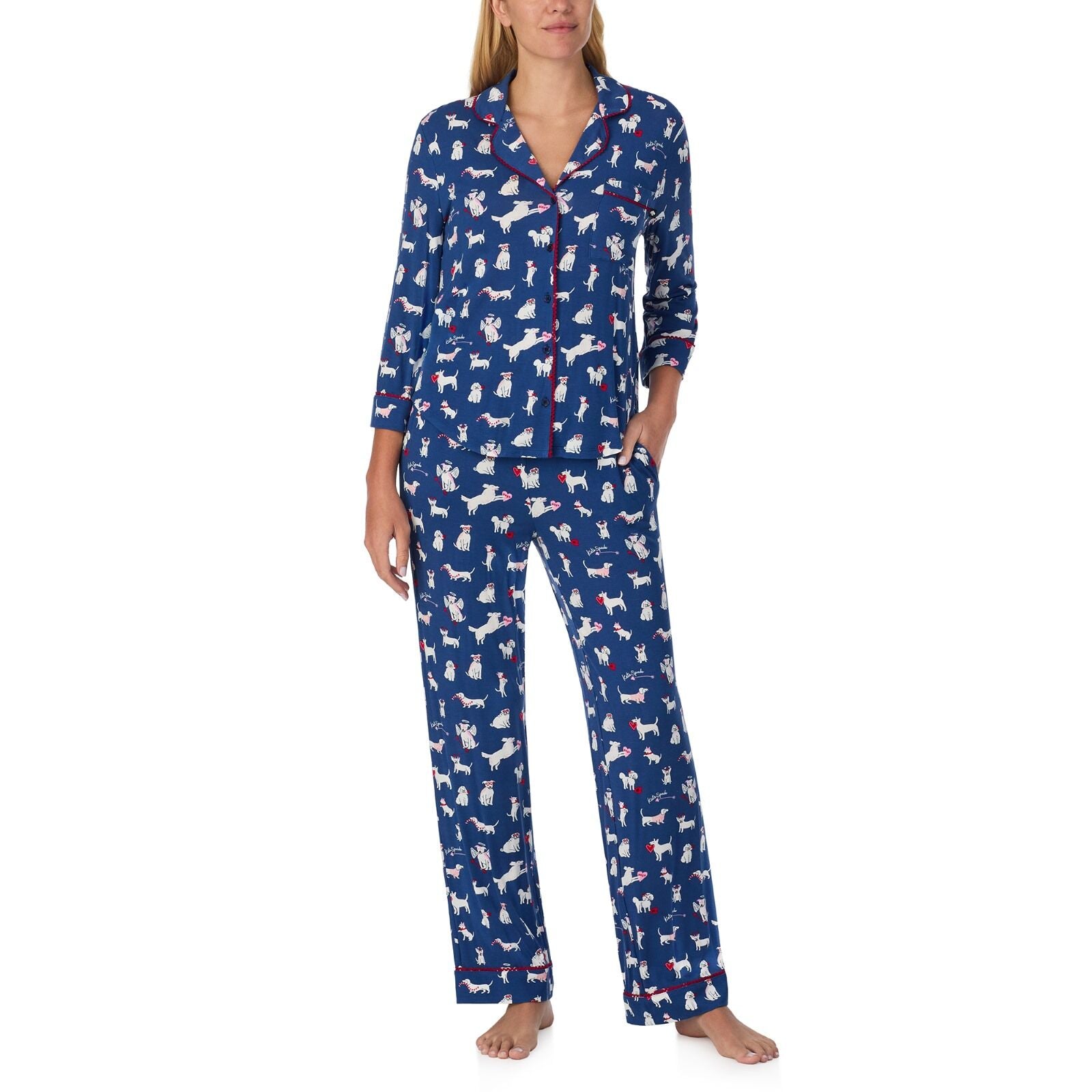 Kate Spade 3/4/Sleeve Notch Long PJ Set