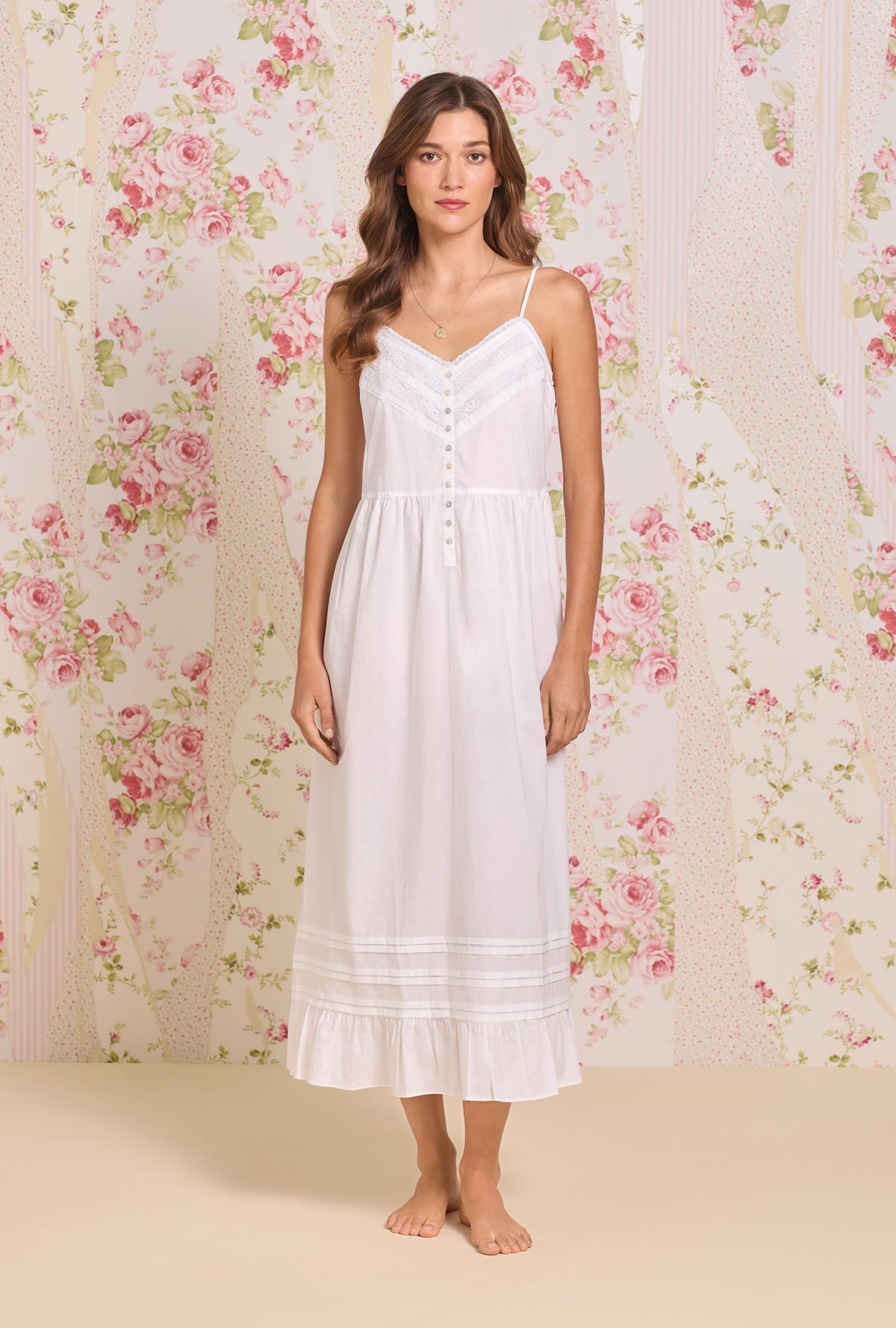 Eileen WestCotton Woven Lawn 50" Modern “Elise” Nightgown