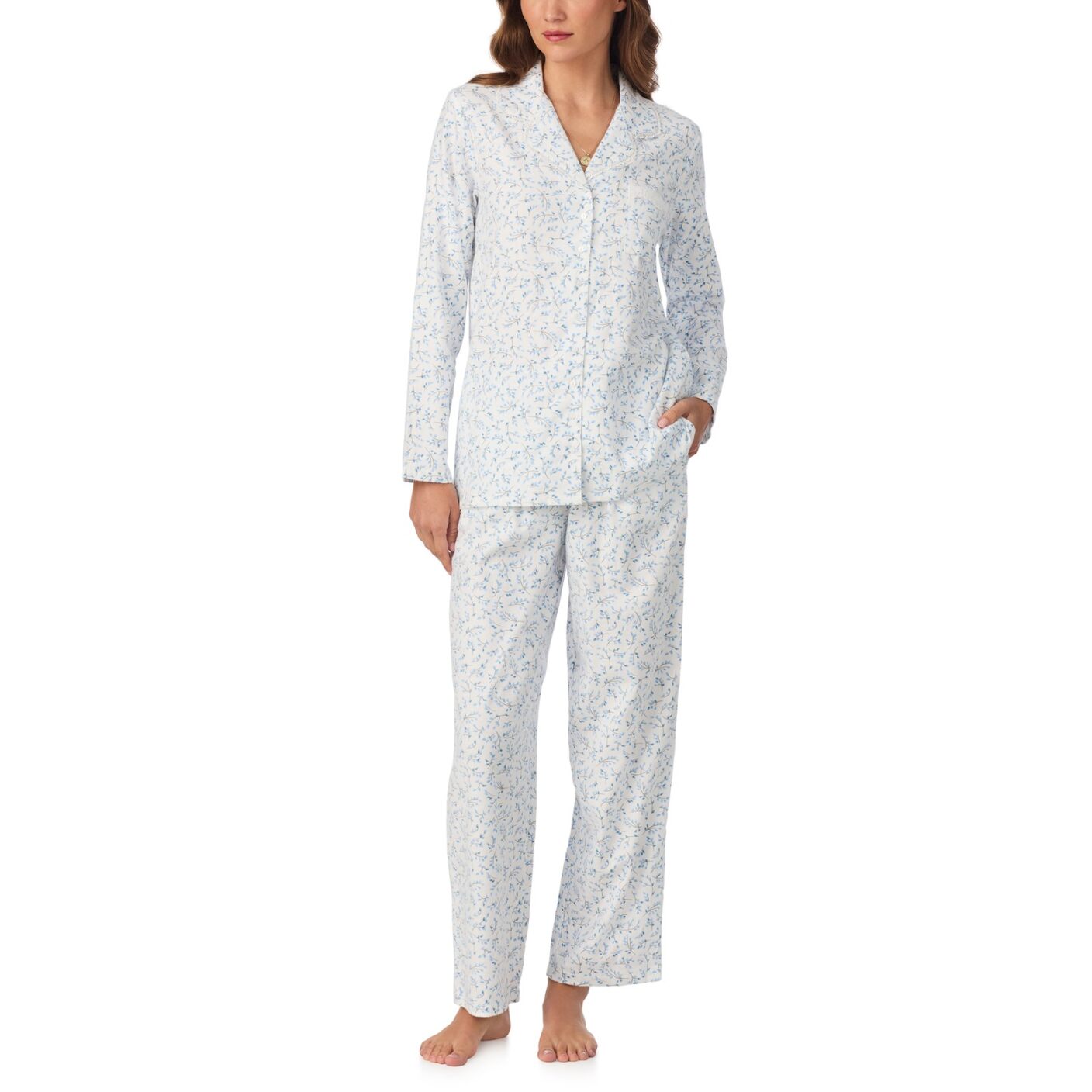 Eileen West Brushed Flannel Notch Collar Long PJ Set