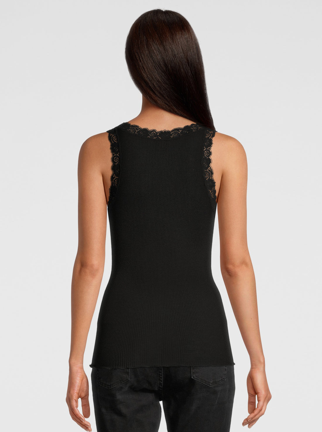 Oscalito Wool and Silk Tank Top with Leavers Lace