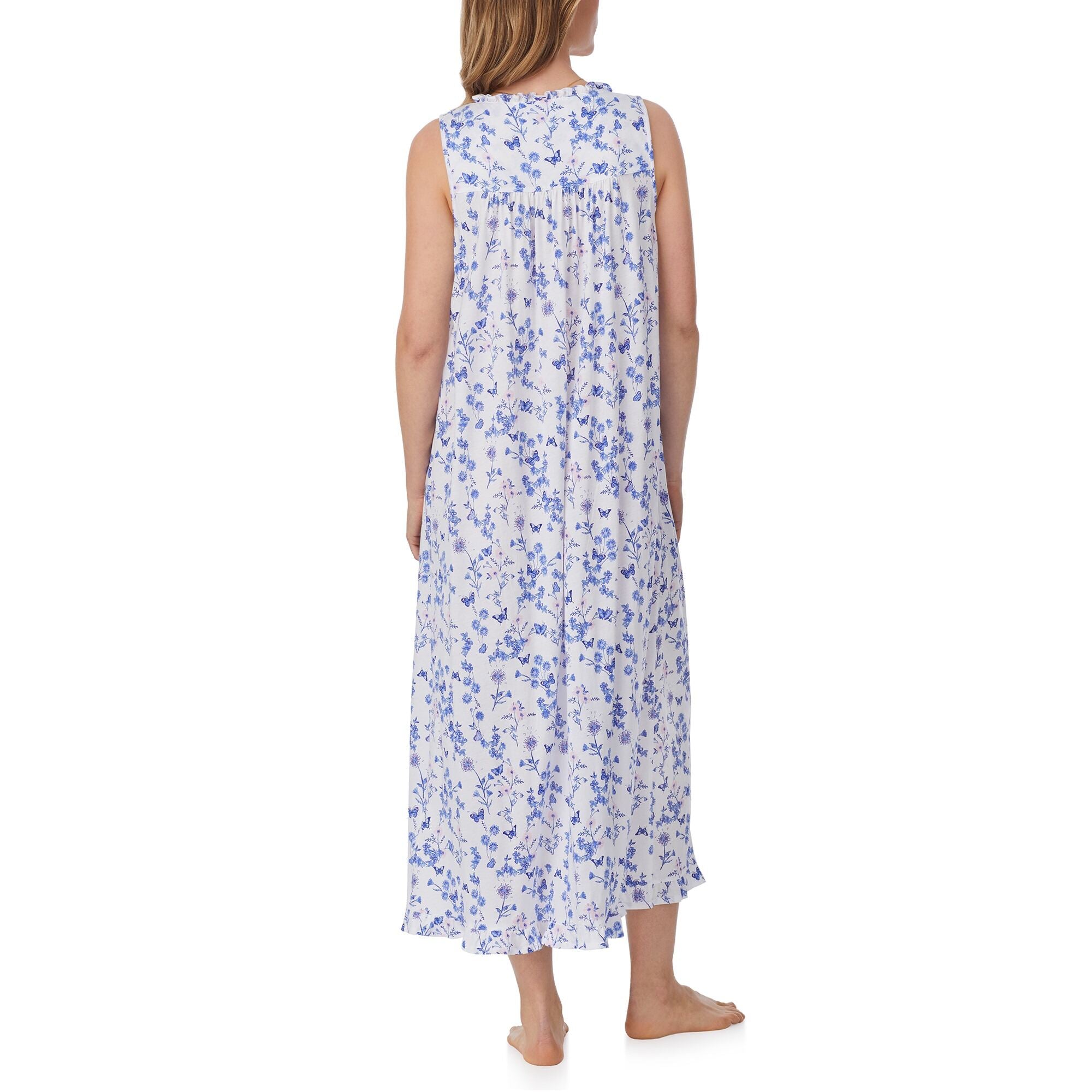 Eileen West 50" Butterfly Garden "Eileen" Cotton Knit Ballet Nightgown
