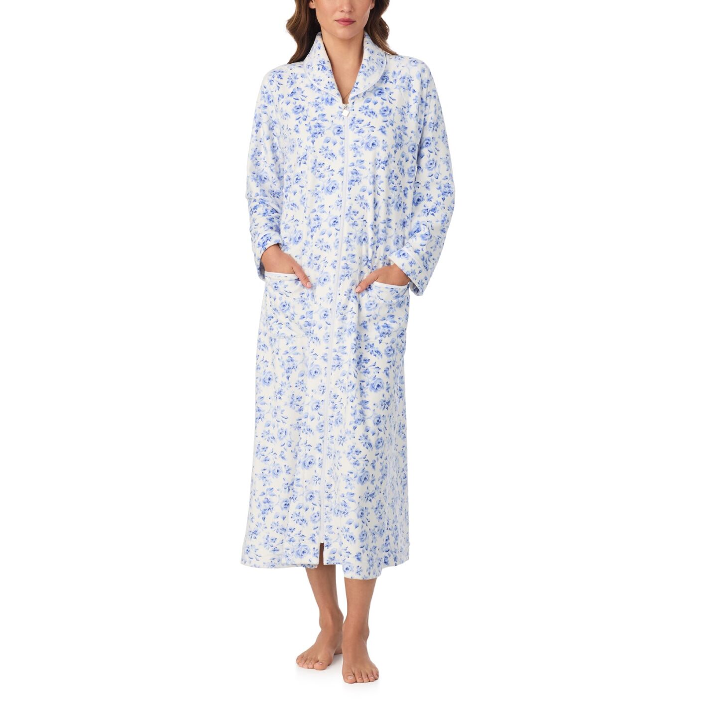 Eileen West Velour Long Zip Robe