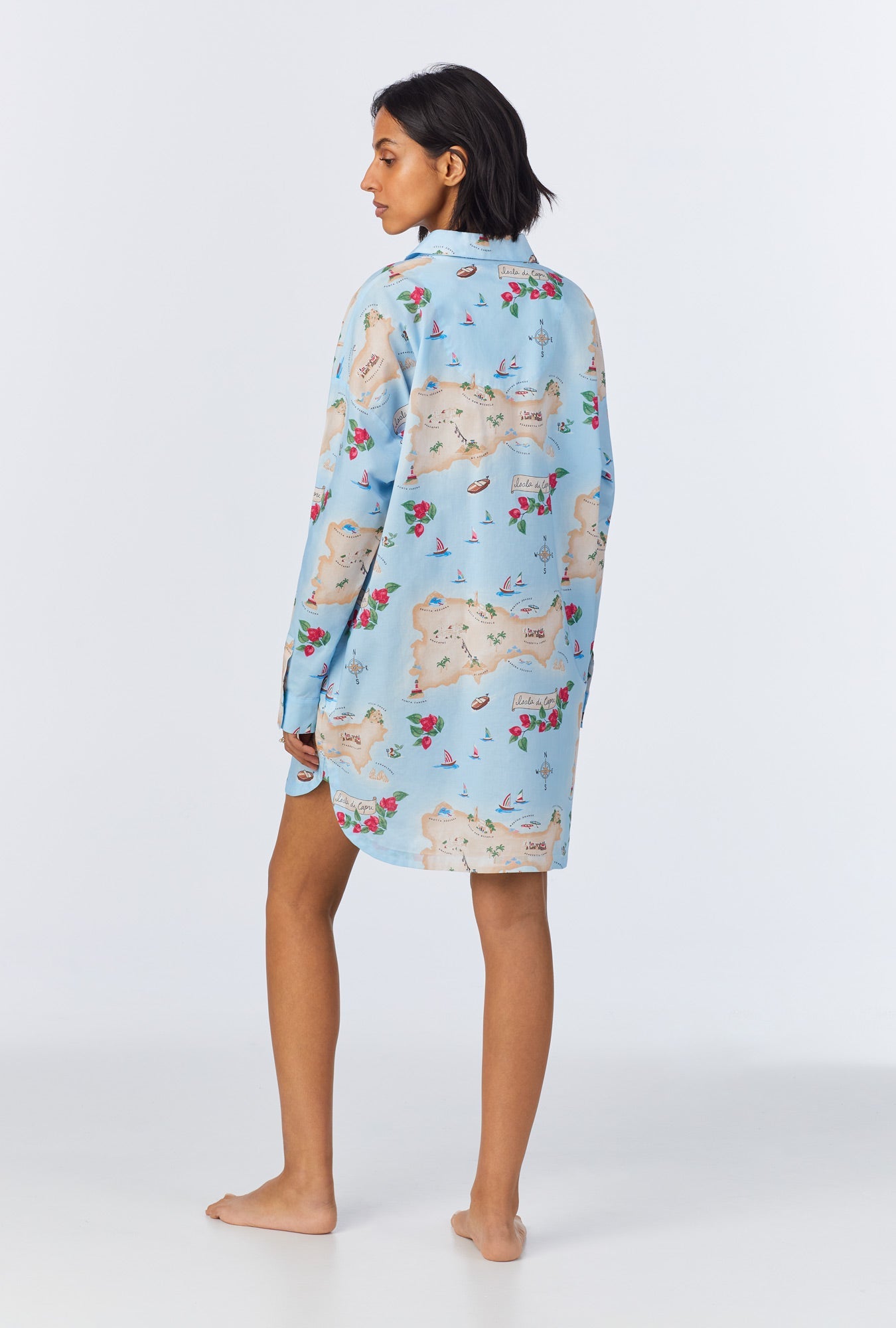 Bed Head High Low Boyfriend Collared Sleepshirt