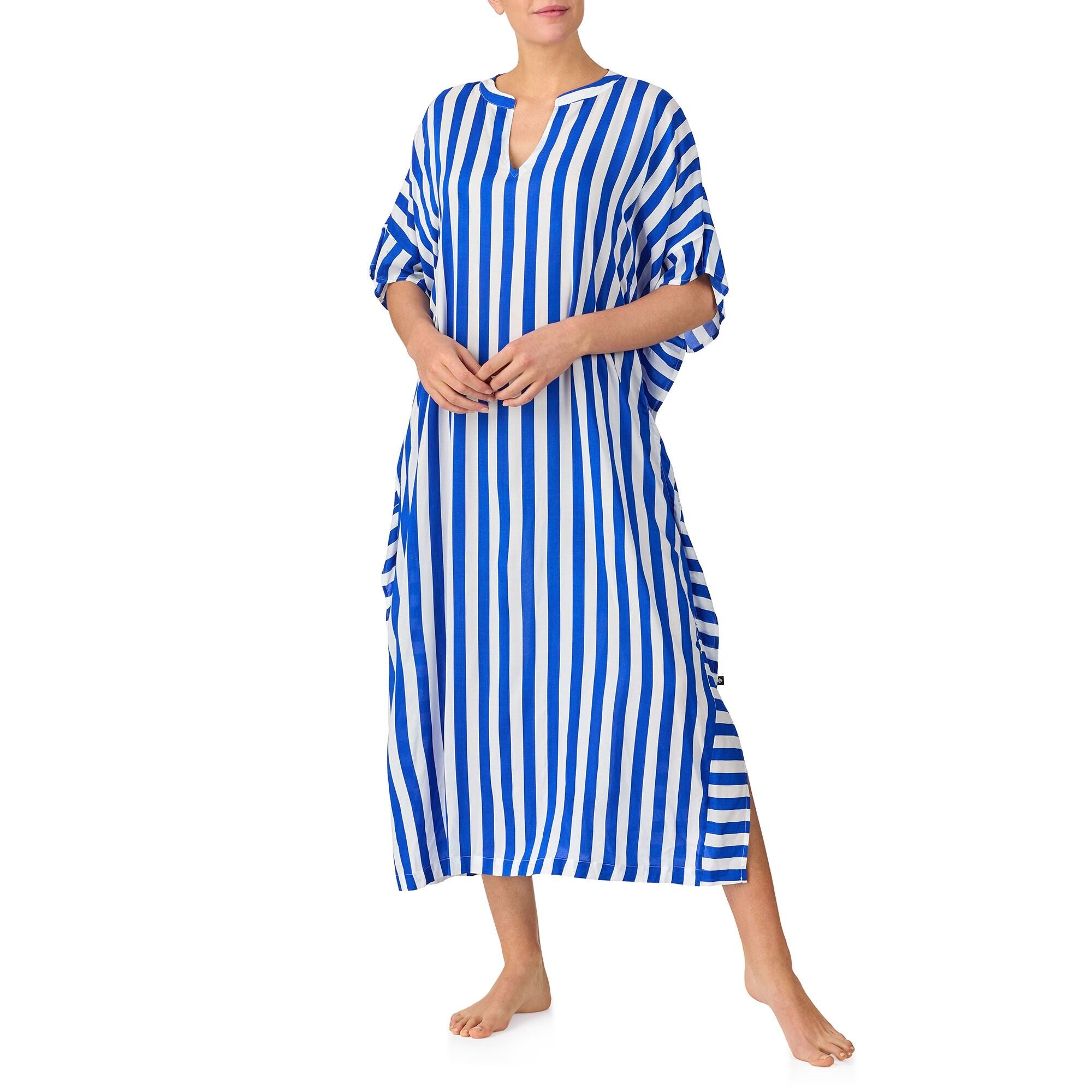 Short Sleeve Striped Cover Up Caftan