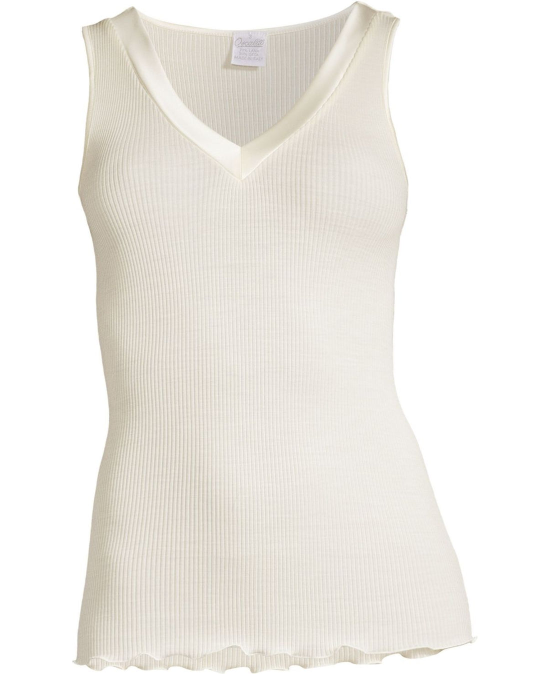 Oscalito Satin Wool and Silk Elegance V-Neck Tank Top