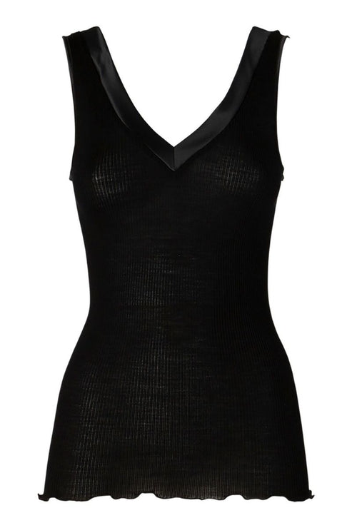 Oscalito Satin Wool and Silk Elegance V-Neck Tank Top