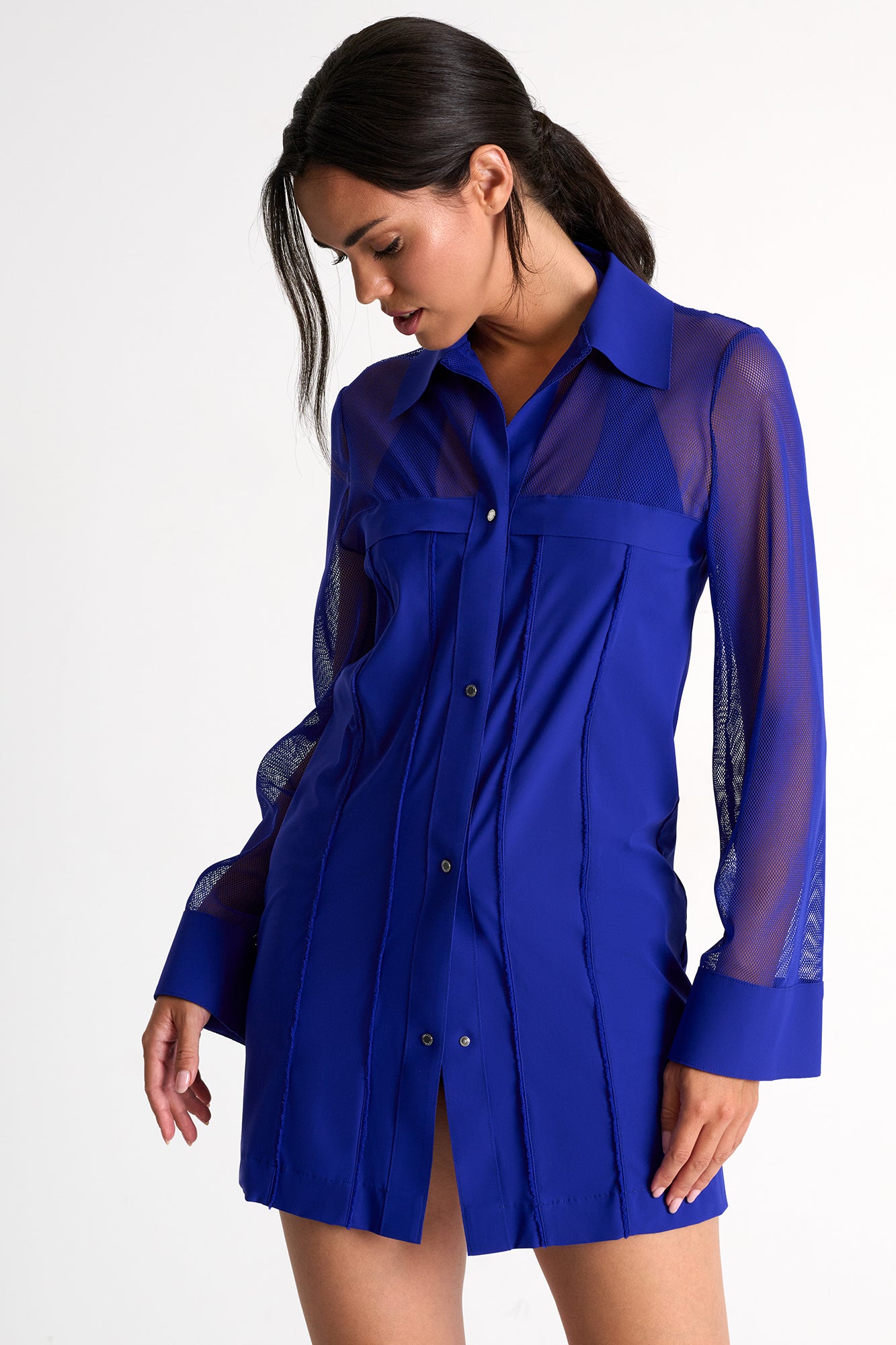 Shan Grid Mesh Beach Shirt