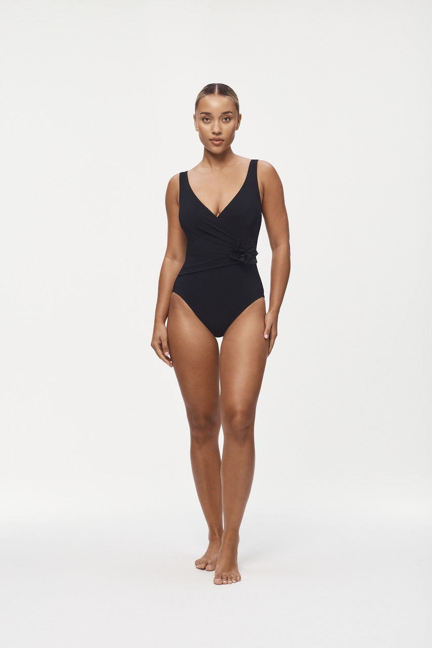 Karla Colletto Rosetta Surplice Underwire One Piece