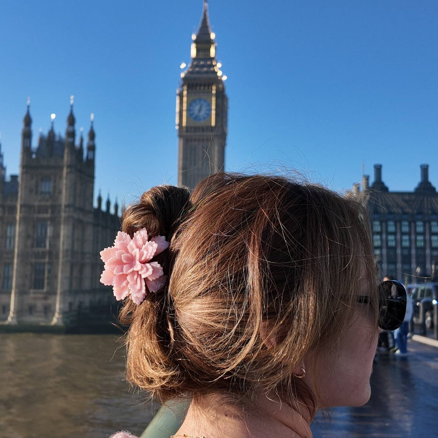 Solar Eclipse Hand-Painted Origami Peony Flower Claw Hair Clip